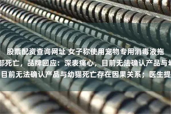 股票配资查询网址 女子称使用宠物专用消毒液拖地后，家中5只幼猫全部死亡，品牌回应：深表痛心，目前无法确认产品与幼猫死亡存在因果关系；医生提醒→